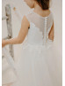 Beaded Ivory Lace Tulle Flower Girl Dress Communion Dress